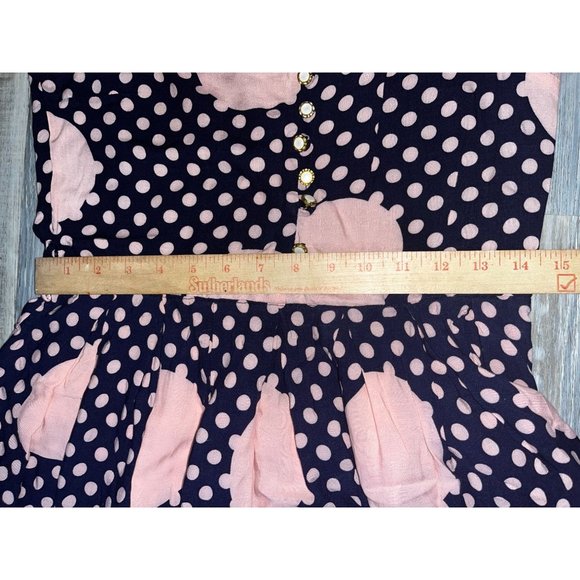 Shirt Waist Dress by Gul Zar Navy and Pink Polka Dots Size Large (42) - Picture 8 of 10